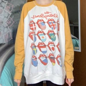 Small yellow and white crew neck sweater